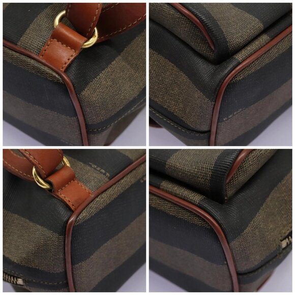 FENDI Pecan Canvas Backpack Brown Black gold Auth - Picture 16 of 16
